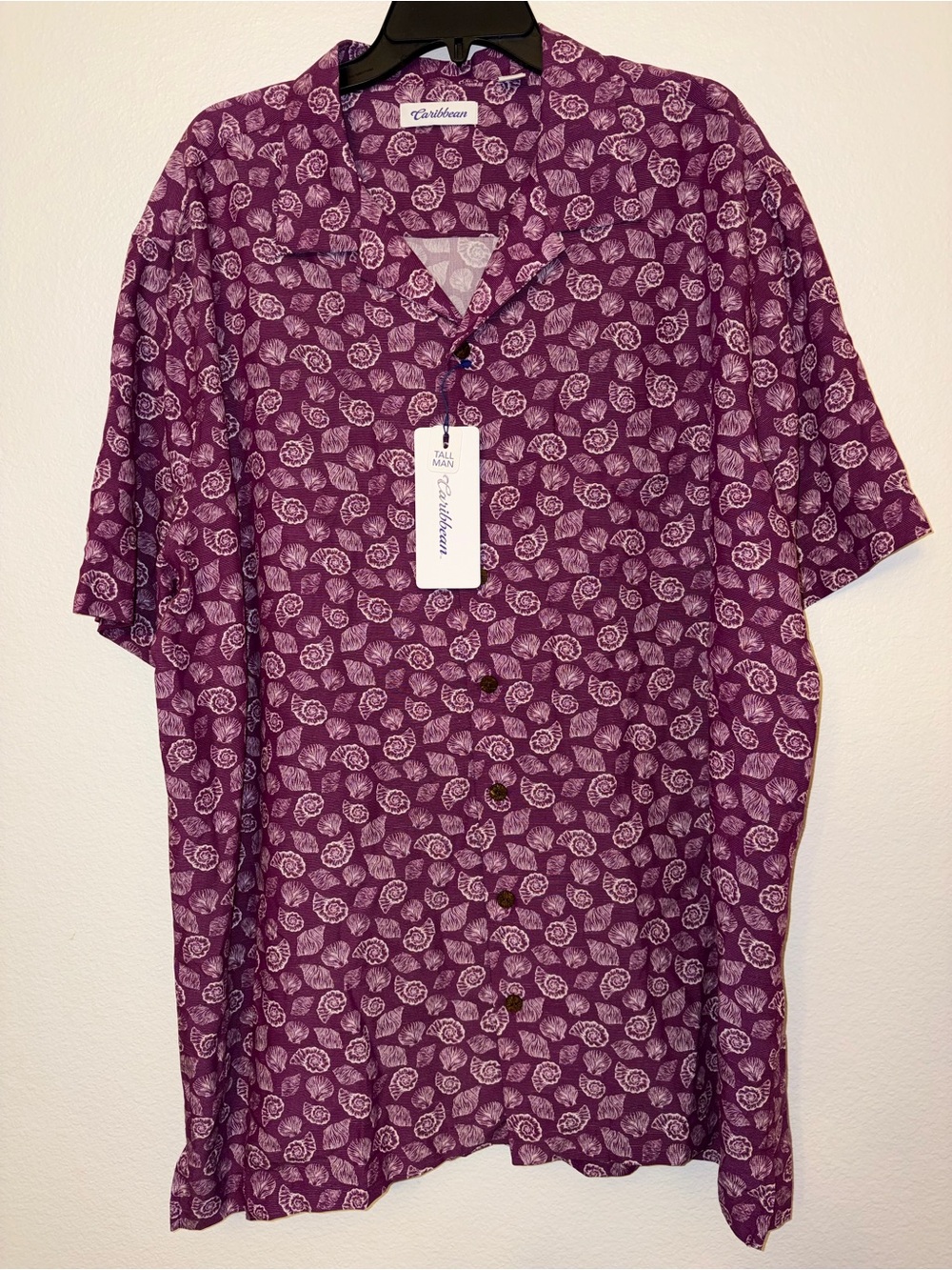 Roundtree & Yorke Mens 2XT Hawaiian Shirt Short Sleeve Seashell Tall NWT